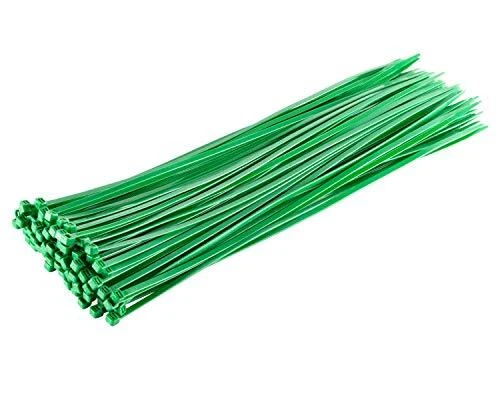 14 Inch Green Zip Ties, 100 Pack, 50lb Strength, UV Resistant, Self-Locking 14"