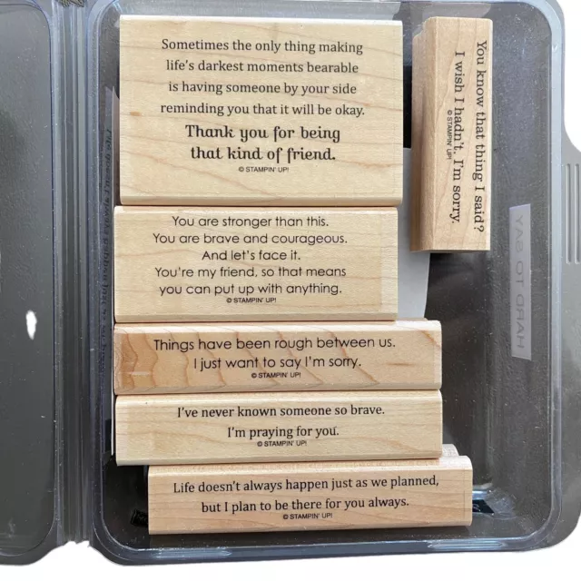 Stampin' Up! Hard to Say Wood Mount Rubber Stamp Set of 6 Words & Phrases