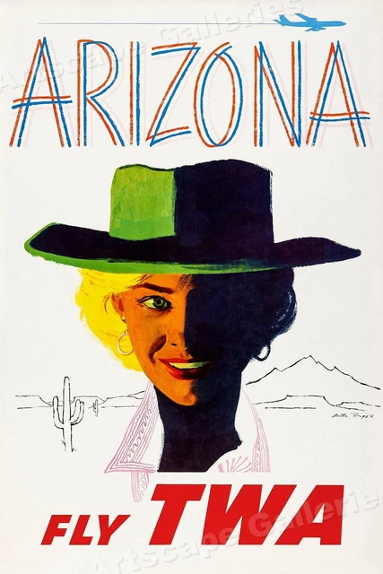 1960s “TWA - Arizona ” Vintage Style Airline Travel Poster - 20x30