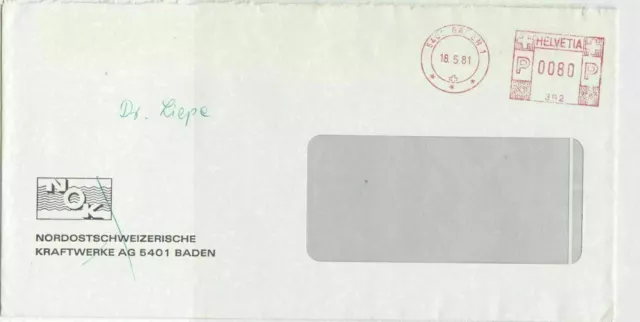 Switzerland Commercial 1981 machine cancel stamp cover ref 21579