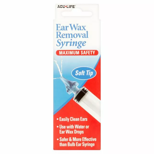 Acu-Life Ear Wax Removal Syringe Gentle Ear Cleanser Soft Tri-Stream Tip 20 ml