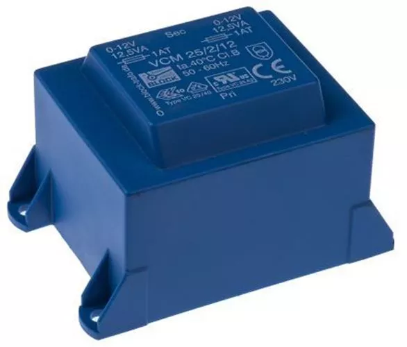 1 x 12V ac 2 Output Through Hole PCB Transformer, 25VA