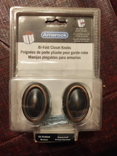 Amerock E26127-2R-ORB Oil Rubbed Bronze  Bifold Closet Door Knobs 2-pack