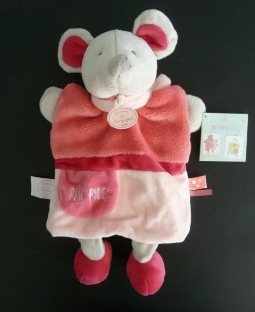 *. Doudou Et Compagnie Marionnette Souris Rose Plic Pioc Petits Secrets Neuf