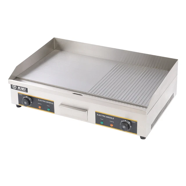 COMMERCIAL COUNTERTOP FLAT Grill Electric Griddle Halfribbed Grooved