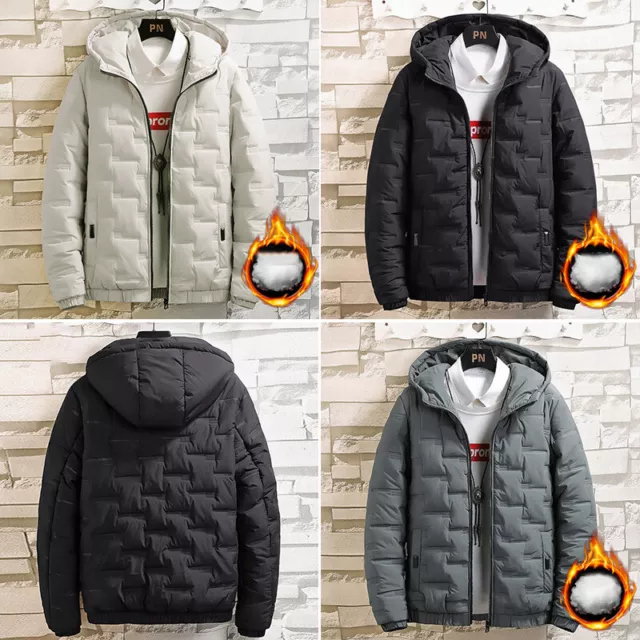 Mens Padded Puffer Bubble Coat Winter Warm Zip Up Jacket Hooded Quilted Outwear