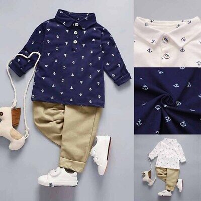 Toddler Kids Baby Boys Gentleman Outfits Long Sleeve Suit Tops Pants Clothes