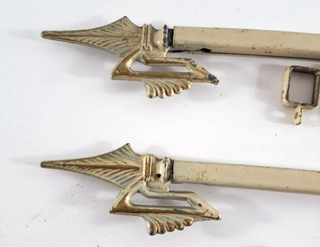 Vintage Curtain Rods Swing Arm Art Deco Ornate Arrows Aluminum Adjustable Beige 4