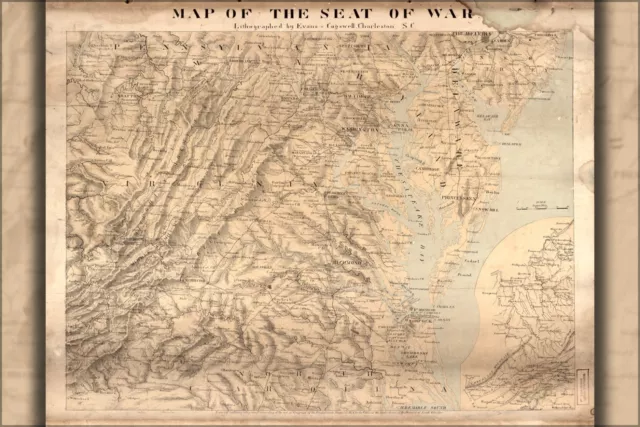 Poster, Many Sizes; Map Of The Seat Of War Virginia Maryland 1861 P1