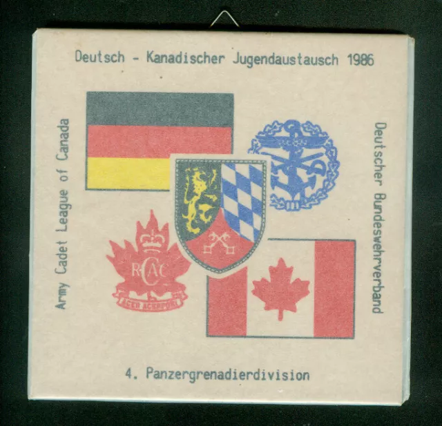 Bundeswehr 4. Panzergrenadierdivision Regensburg (?) Austausch Kanada 1986 ovp