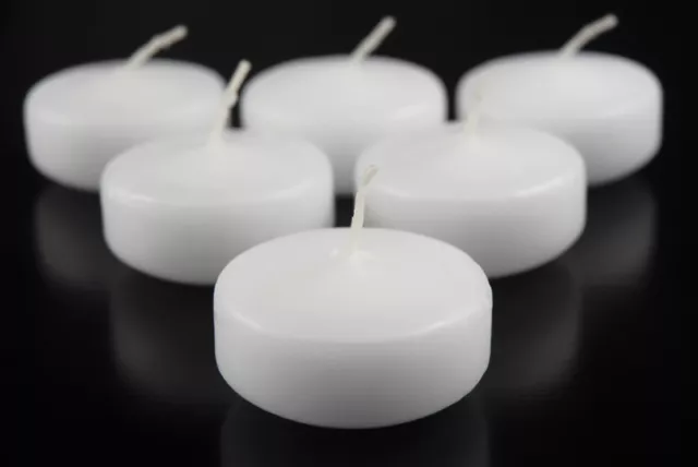 50 Big Wide 8cm Floating White Candle 5+ hour wedding party birthday pool bowl