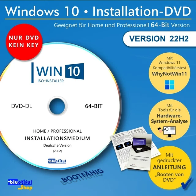 Windows 10 Pro 64 Bit Cd Kaufen WINDOWS 10 NEU von CD/DVD installieren | Home/Pro | Aktuelle 64-Bit