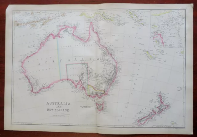 Australia & New Zealand 1860 scarce large Weller map not in Tooley