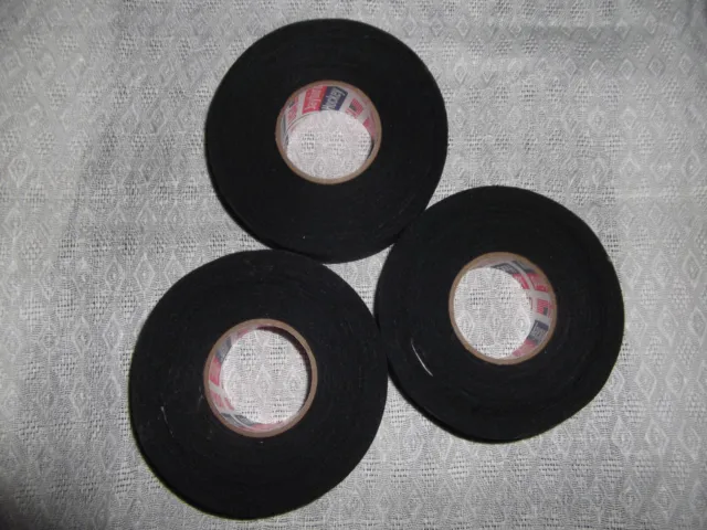 BLACK CLOTH CLOTH BASEBALL BAT TAPE 1"x25yds. 3 ROLLS