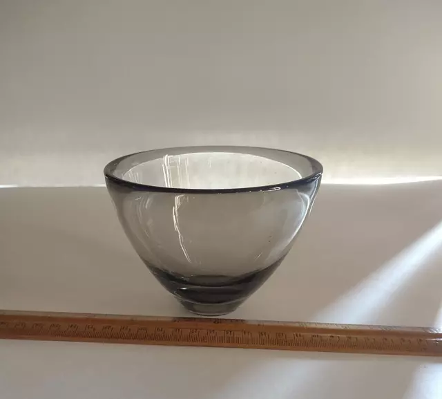 1950's Signed Danish Holmegaard Smoke Art Glass Bowl
