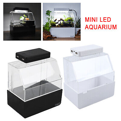 Fish Tank Desktop Mini Aquaponic Aquarium With Water Filter Air Pump LED Light
