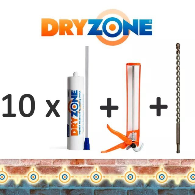 10 x Dryzone Injektionscreme, Horizontalsperre, Wandabdichtung, Kellerabdichtung