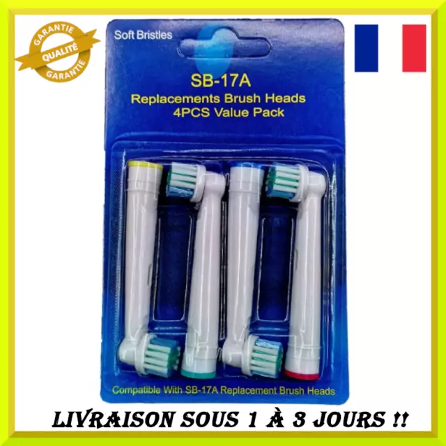 Tête de brosse à dents électrique de remplacement 4 pièces SB17A brossette doux