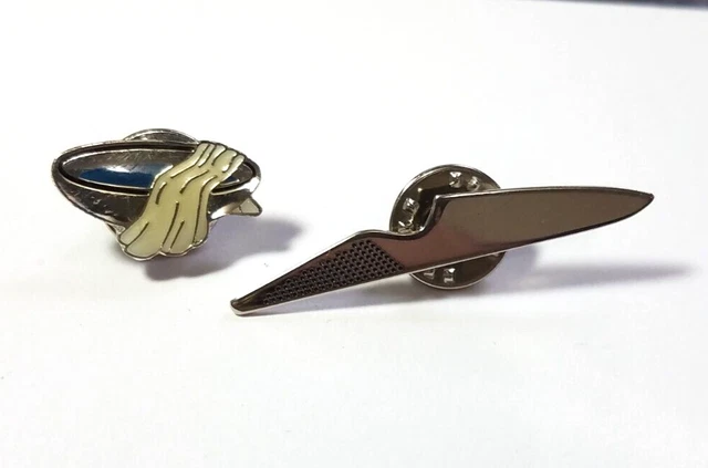 Vtg Lot Of 2 Esthetician Souvenir Lapel Pinback Pins Spa With Towel & Nail File