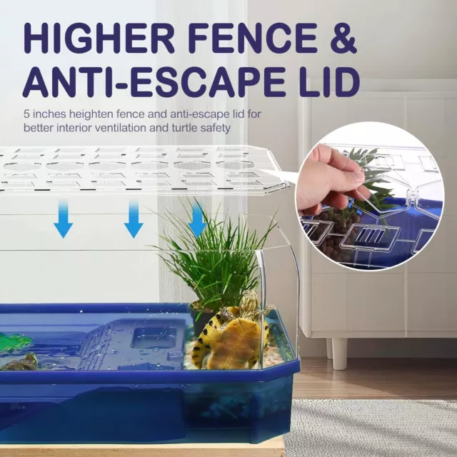 Turtle Tank Habitat, Acrylic Aquatic Tortoise Aquarium Starter Kit with Small