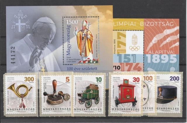 Ungarn - Block Papst & Olympia aus 2020 & Satz Postmuseum aus 2017