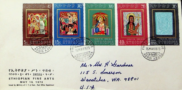 Sephil Äthiopien 1973 Fein Arts 5v Auf FDC Von Addis Abeba Zu Wenatchee Wa. USA