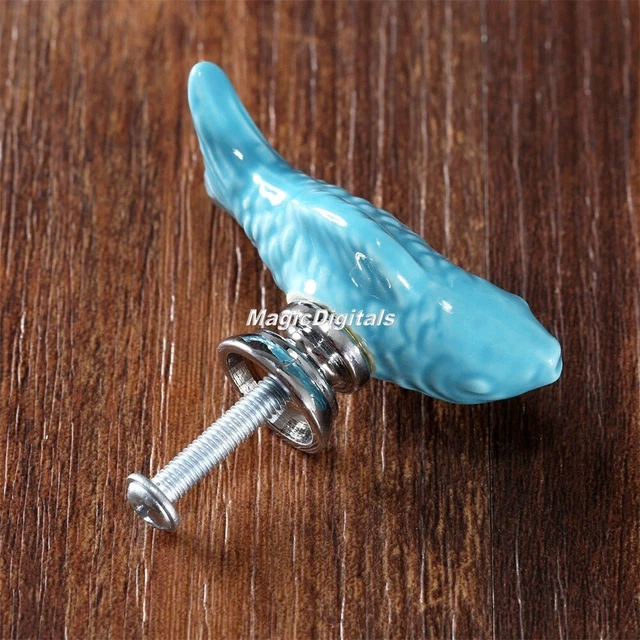 Poignées de porte en céramique en forme de poisson placard tiroir tirage armoire de cuisine 3