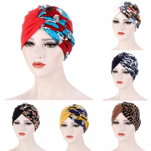 Damen Turban Mit Blumenmuster Modische Bandanas Krebs-Kopfbedeckung Chemo- }