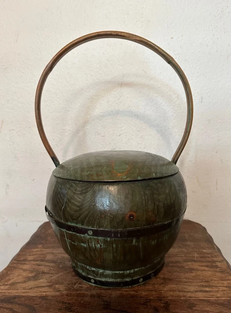 Vintage Primitive Chinese Wooden Wedding Basket, 16.5"