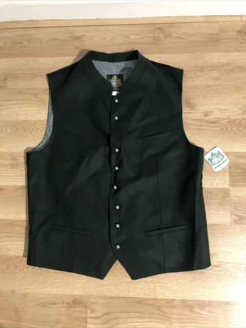 Hammerschmid Trachten Tyrol Loden Vest Gilet WaistCoat Green Size 52