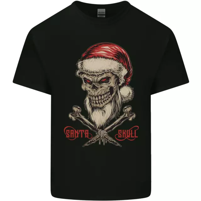 Père Noël Crâne Métal Lourd Motard Noël Homme Coton T-Shirt