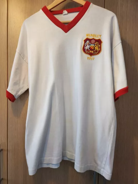 Man Utd v Aston Villa FA Cup Final 1957 vintage Red/white football shirt XL Copy