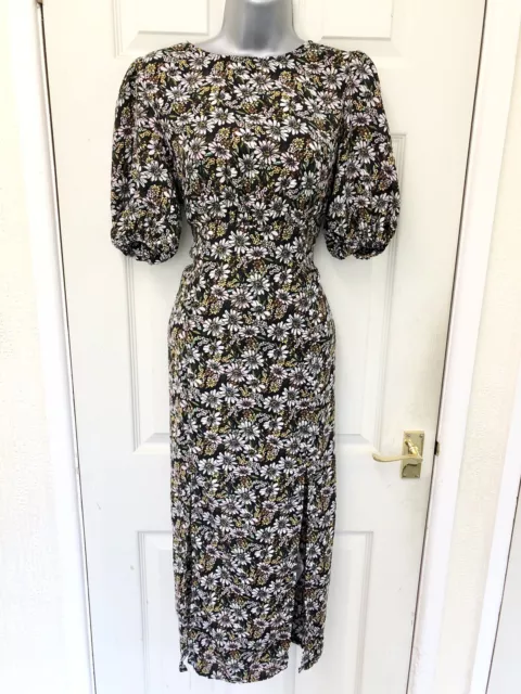 Lola Skye Black Multi Floral Backless Dress - Size 10