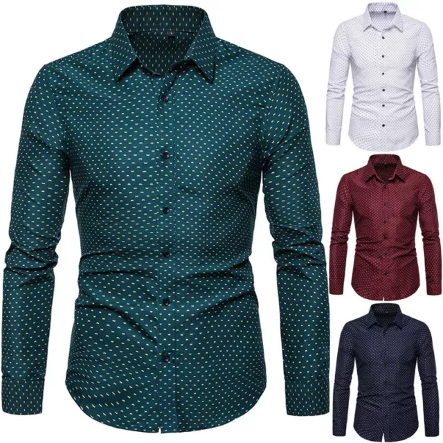 Men's Casual Shirt Cotton Slim Fit Long Sleeve Formal Business Dress Shirt  UK