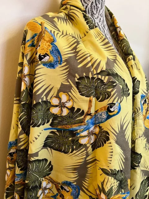 Guy Harvey Macaw Parrot Shawl Wrap Scarf Sarong CoverUp Green Tropical Palm Tree