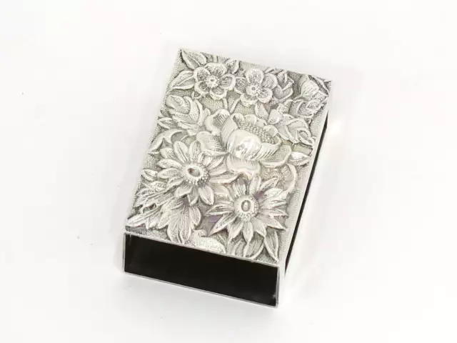 1 5/8 in - Sterling Silver S. Kirk & Son Antique Floral Repousse Match Box Case