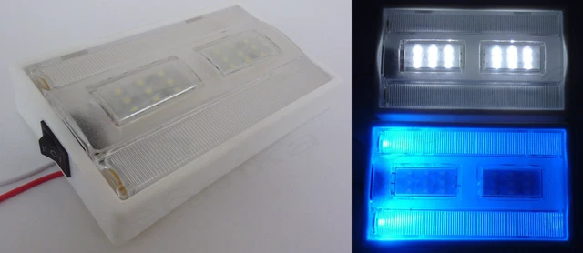 1x 12V/24V 20 LED WHITE/BLUE INTERIOR LIGHT LAMP ON/OFF SWITCH CABIN TRUCK LORRY
