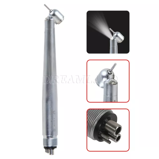 Dental 45 Degree LED High Speed Handpiece Turbine Push Button 4 Holes NSK Style