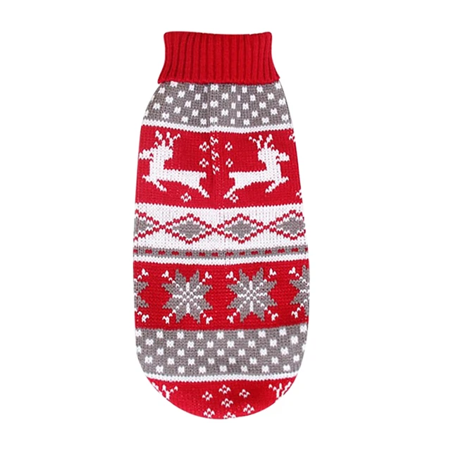 Dog Sweaters Elk Turtleneck Pet Dog Cat Sweaters Winter Clothes (16 Red) FS2#