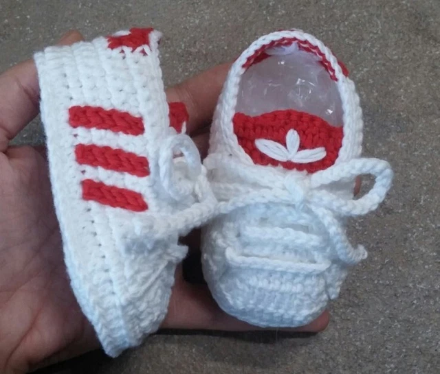 SCARPINE NEONATO A uncinetto stile Adidas Regalo nascita