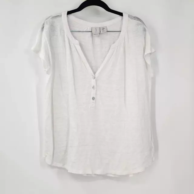 JOIE White 100% Linen Top Womens Size Medium M Summer Lightweight