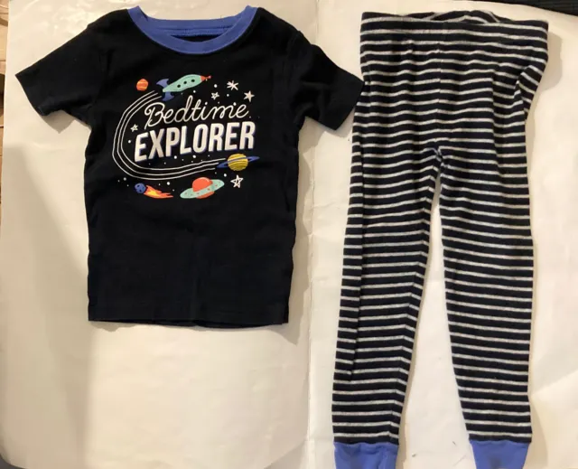 Carters Baby Boy Pajama Set Shirt Striped Pants Bedtime Explorer Size 4T