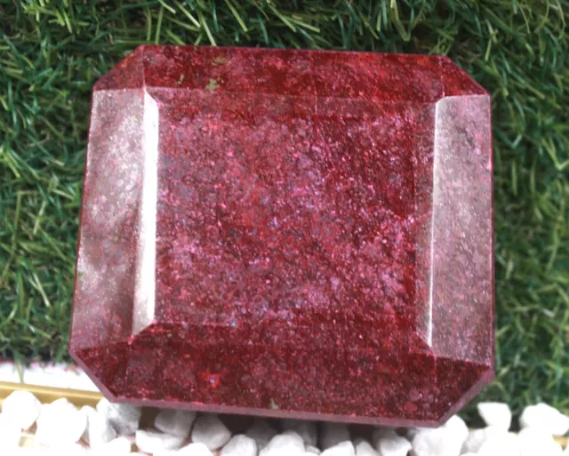 4450 Ct Amazing Emerald Shape Certified African Red Ruby Big Opaque Gemstone MSS