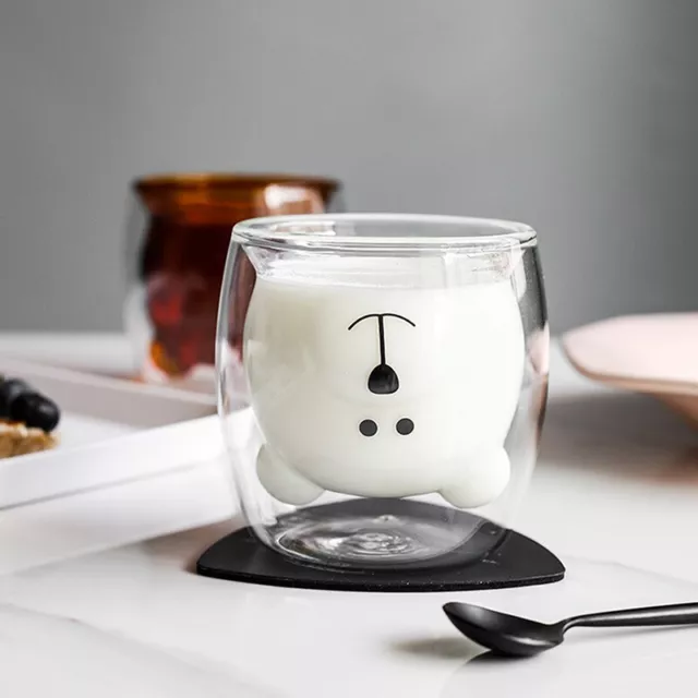 Creative Cute Bear Double-Layer Coffee Mug Double Glass Cup Carton Animal Cup CH