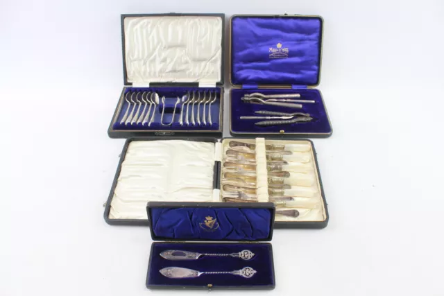 Vintage Besteck Set EPNS Perlmutt Mappin & Webb Nussknacker Löffel Set x 4