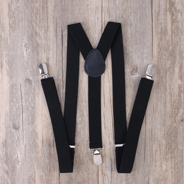 2,5 cm bretelle fisse a forma di Y con 3 clip uomo e donna (nero)