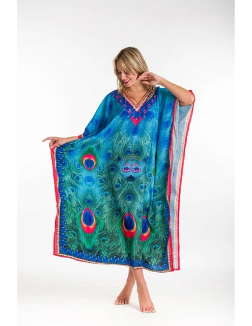 Kaftani Donna Kimono Maxi Abiti Stile Abito Lungo Caftan Stampa Da Spiaggia...
