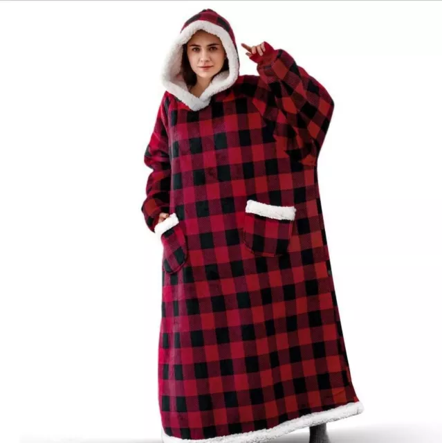 Felpa con cappuccio plaid coperta Inverno caldo vestiti domestici donne uomini 16