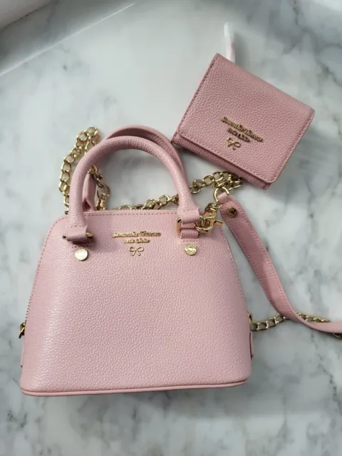 Samantha Thavasa mini crossbody bag with wallet, light pink