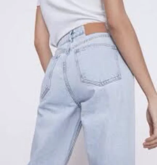 ZARA HIGH WAISTED Mom Jeans, 8197/033/441, Light Blue, Uk 4 £18.00 ...